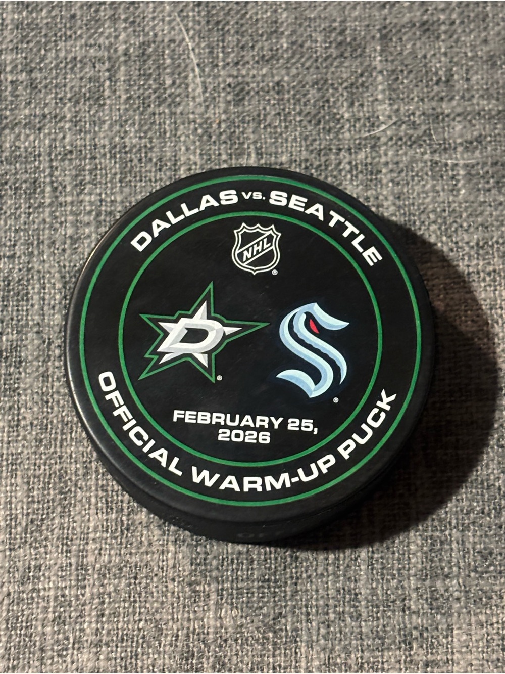 Dallas Stars vs Seattle Kraken NHL Warm Up Puck 2/25/2026